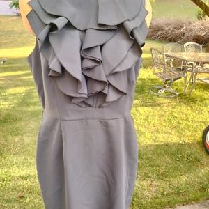 Spense Gray Sleeveless dress ruffled top portion Zipper back Size 10